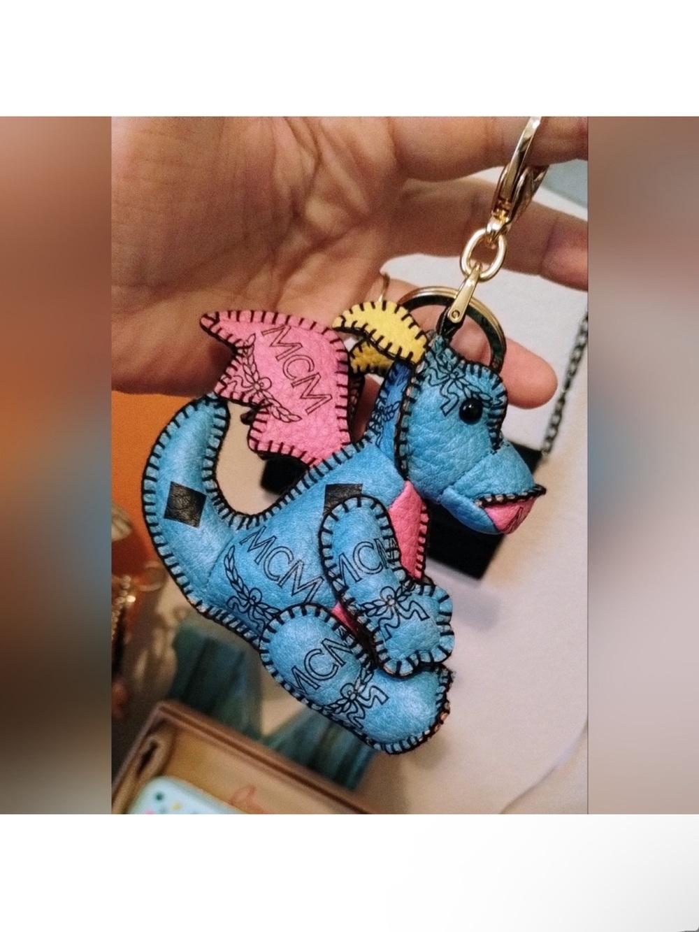 MCM🔥RARE Multicolor Leather Dragon Key Chain / Bag Charm - PRICE IS FIRM